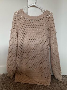 Open-Knit Crewneck Sweater